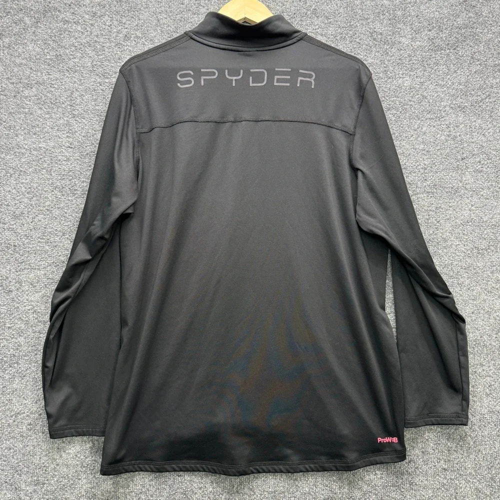 Spyder Active 1/4 Zip Pullover Mens L‎ Black Long Sleeve ProWEB Athletic Fleece